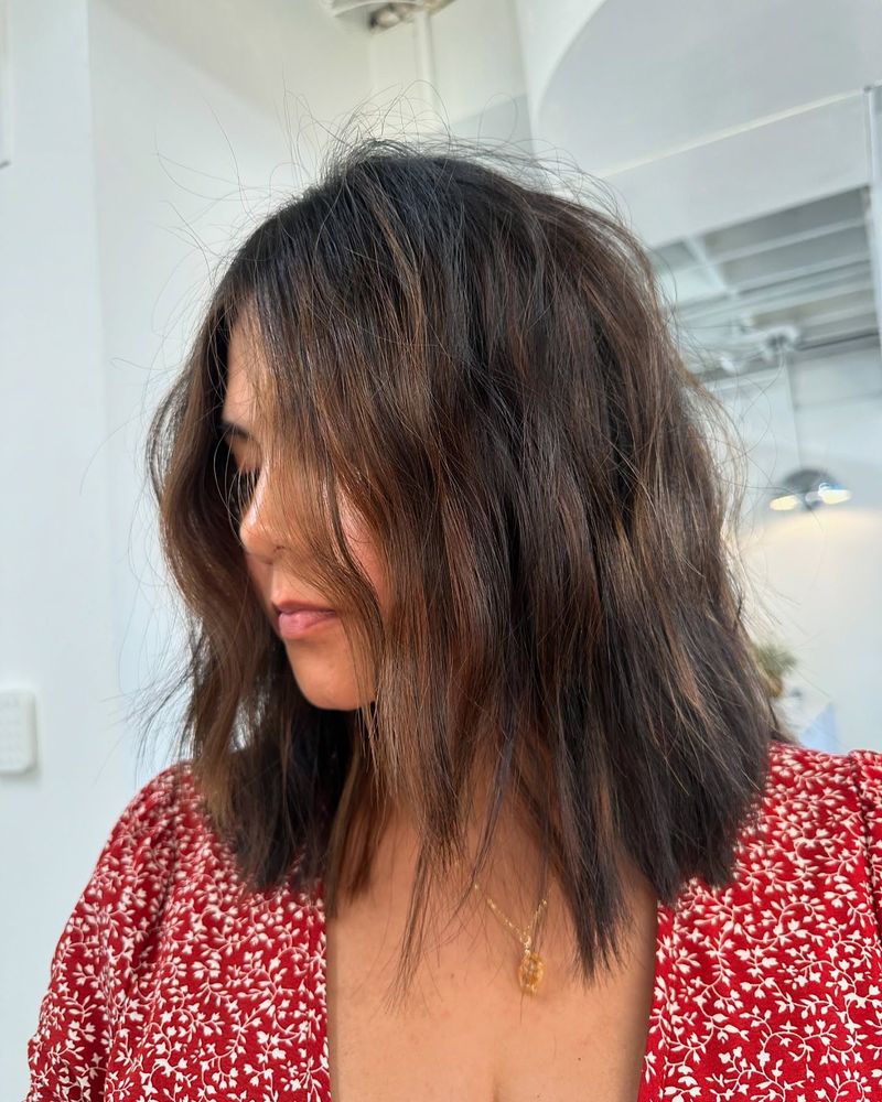 Soft Layered Lob with Beach Waves