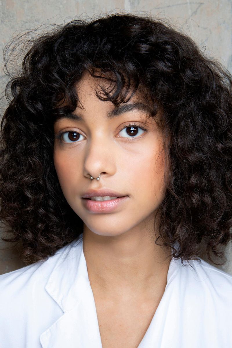 Natural Curly Bob with Feathered Ends