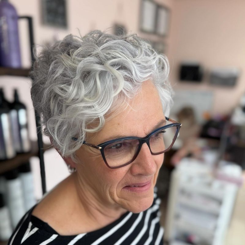 Curly Silver Pixie