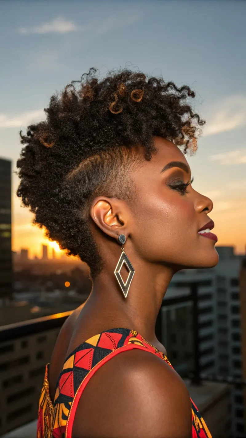 Curly Pixie with Tapered Sides