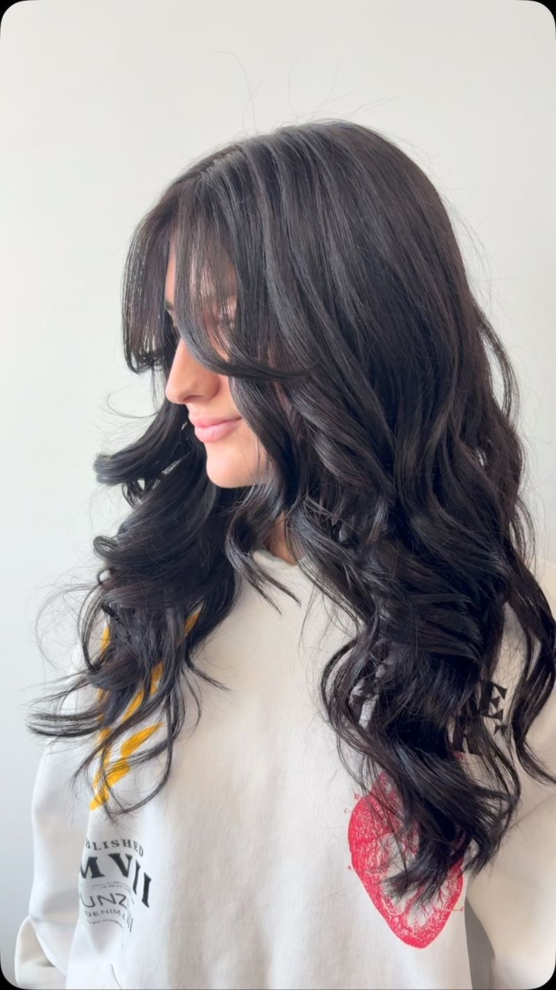 Grown-Out Bangs with Beach Curls