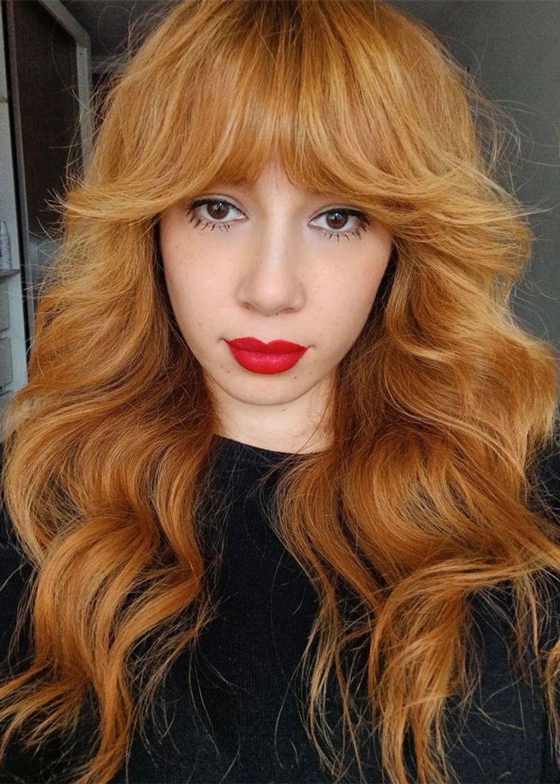 Copper Shag With Curtain Bangs