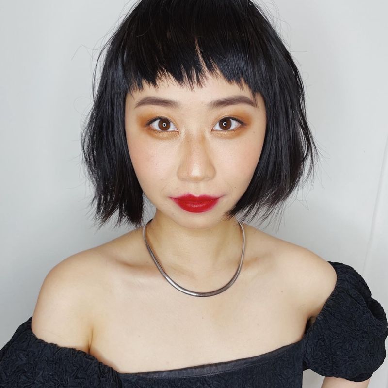 Sleek and Straight with Micro-Bangs