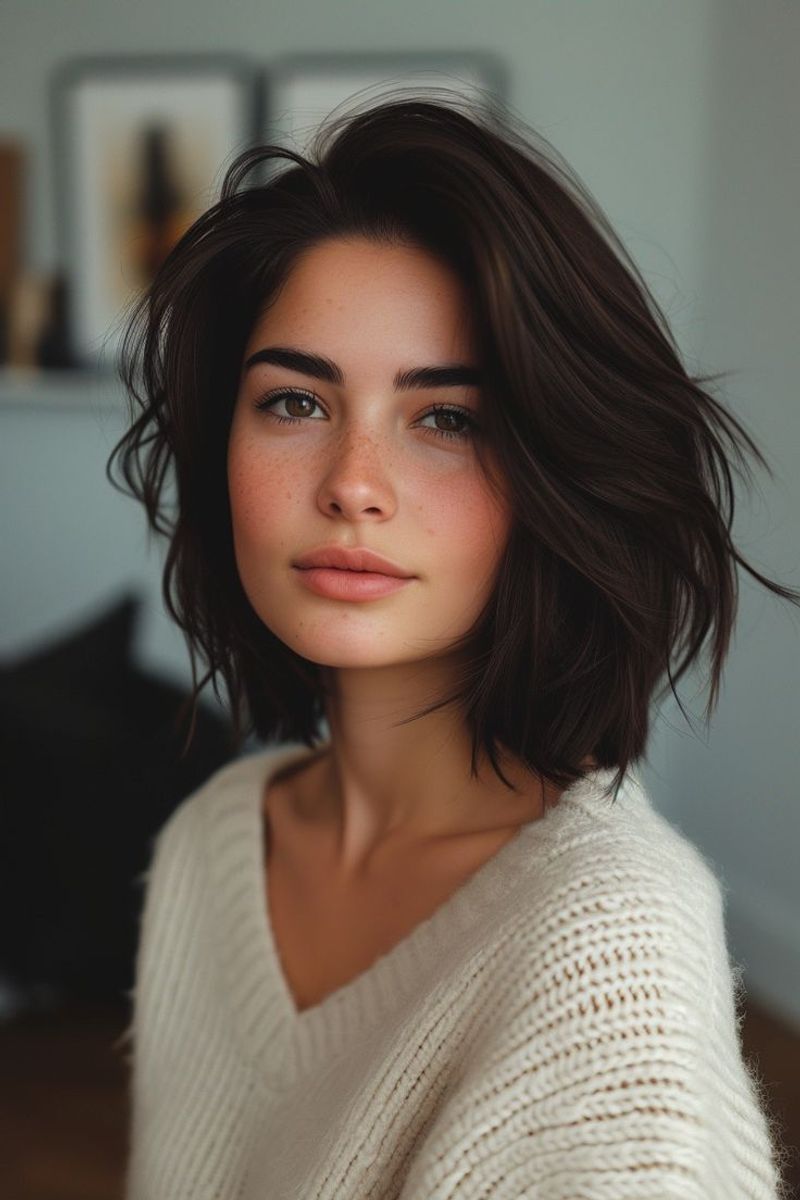 Wavy Frayed Collarbone Bob