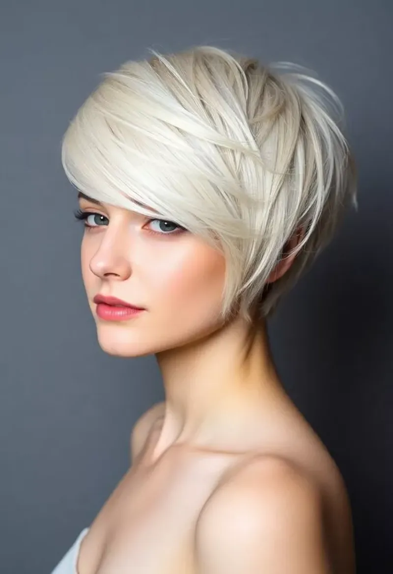 Side-Swept Pixie with Long Bangs