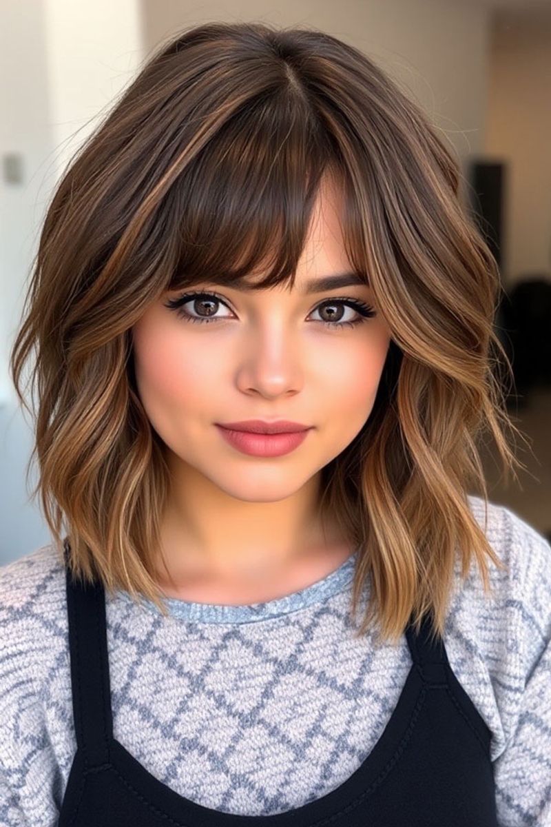 Textured Lob with Wispy Fringe