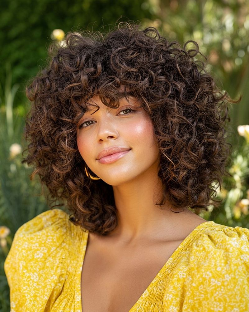 Curly Shag with Curtain Bangs