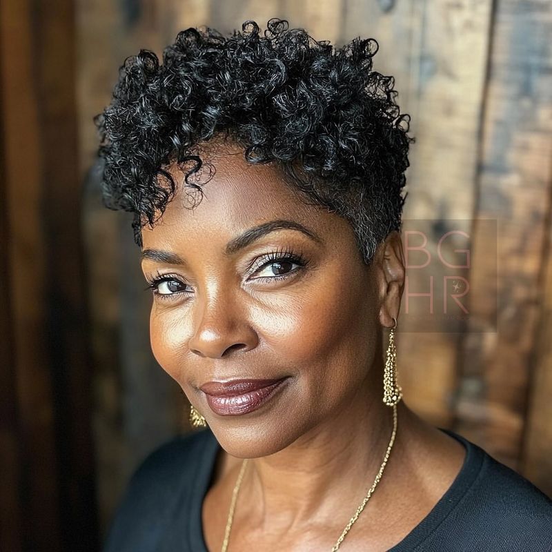 Curly Pixie with Tapered Sides