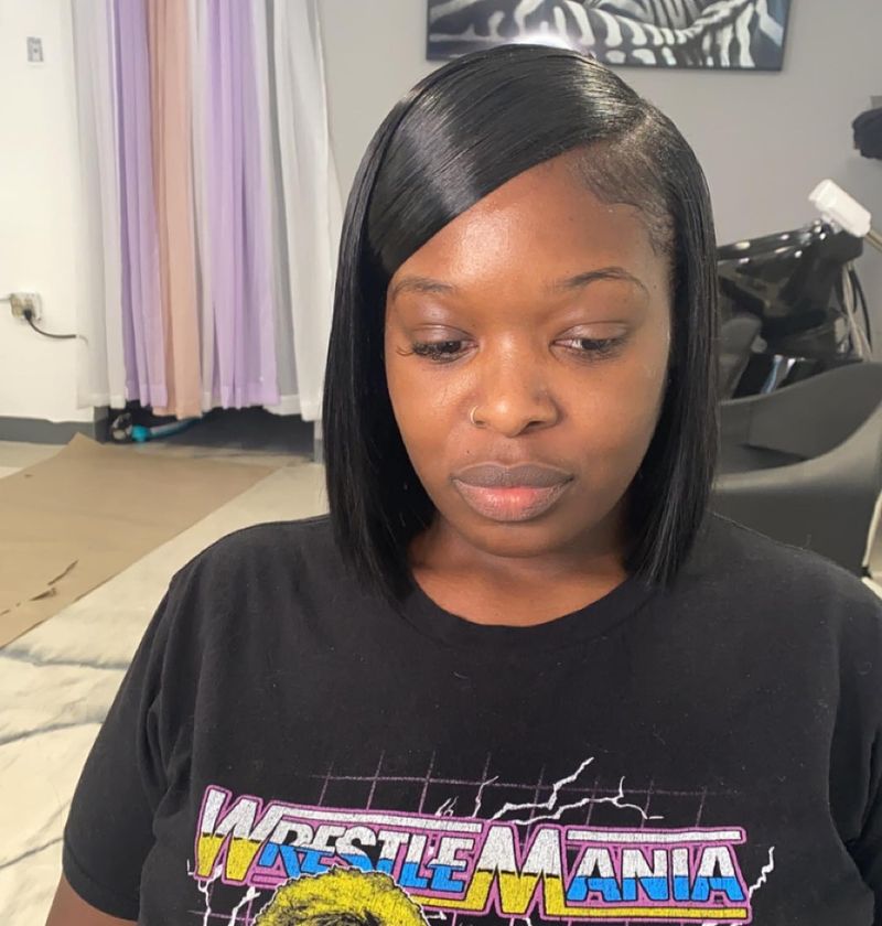 Dramatic Side-Part Blunt Bob