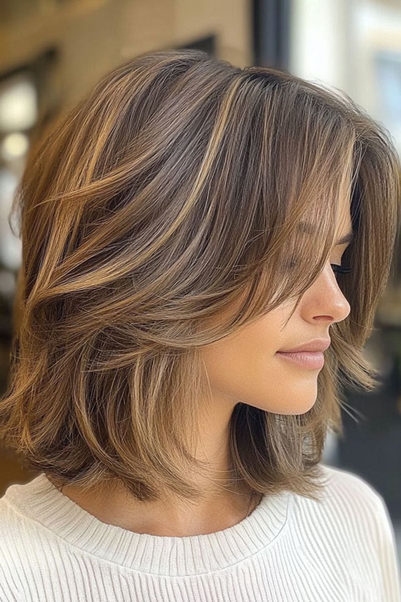 Shoulder-Length Cut with Face-Framing Highlights