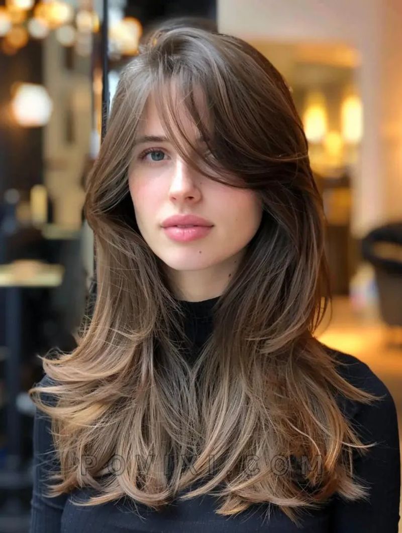 Layered Cut with Side-Swept Bangs