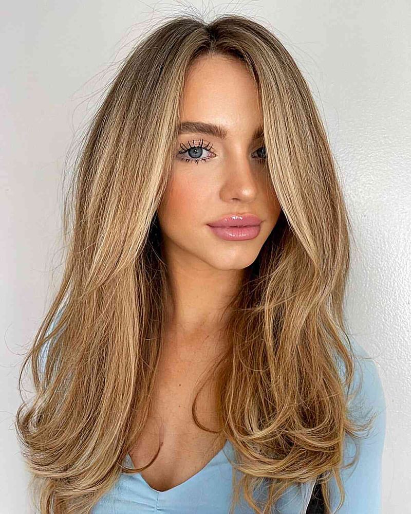 Long Layers With Glass Hair Finish