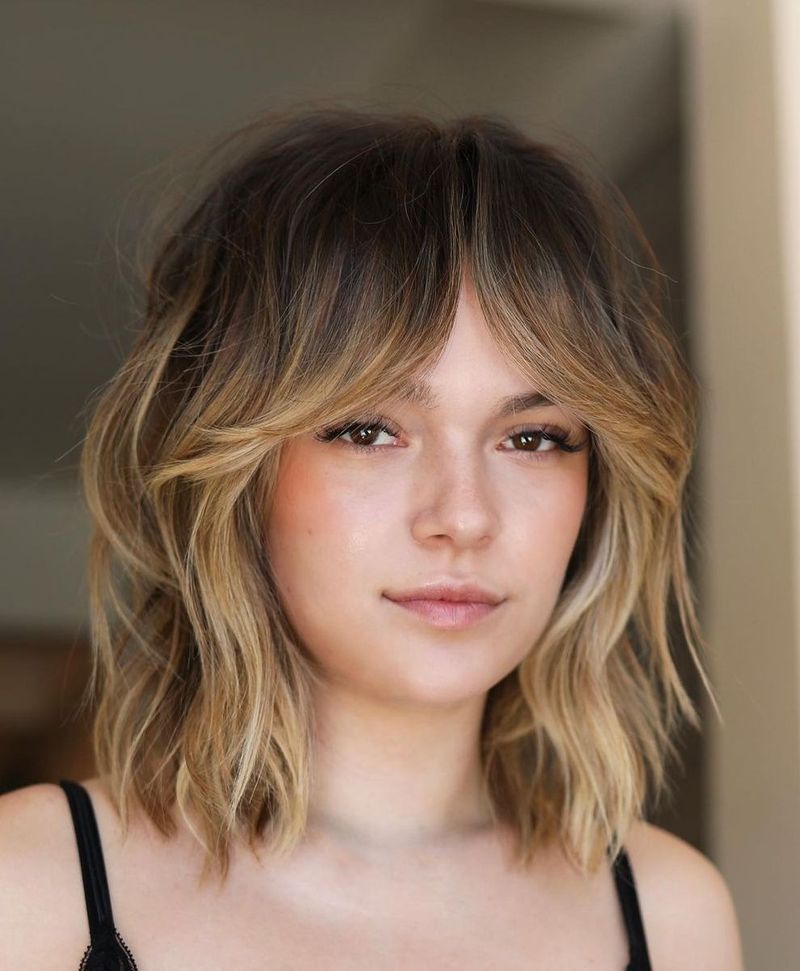 Wavy Bob with Curtain Bangs