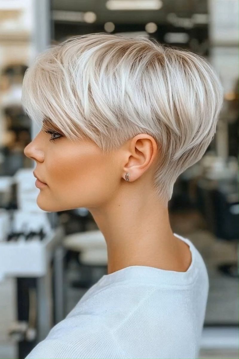 Platinum Blonde Long Pixie