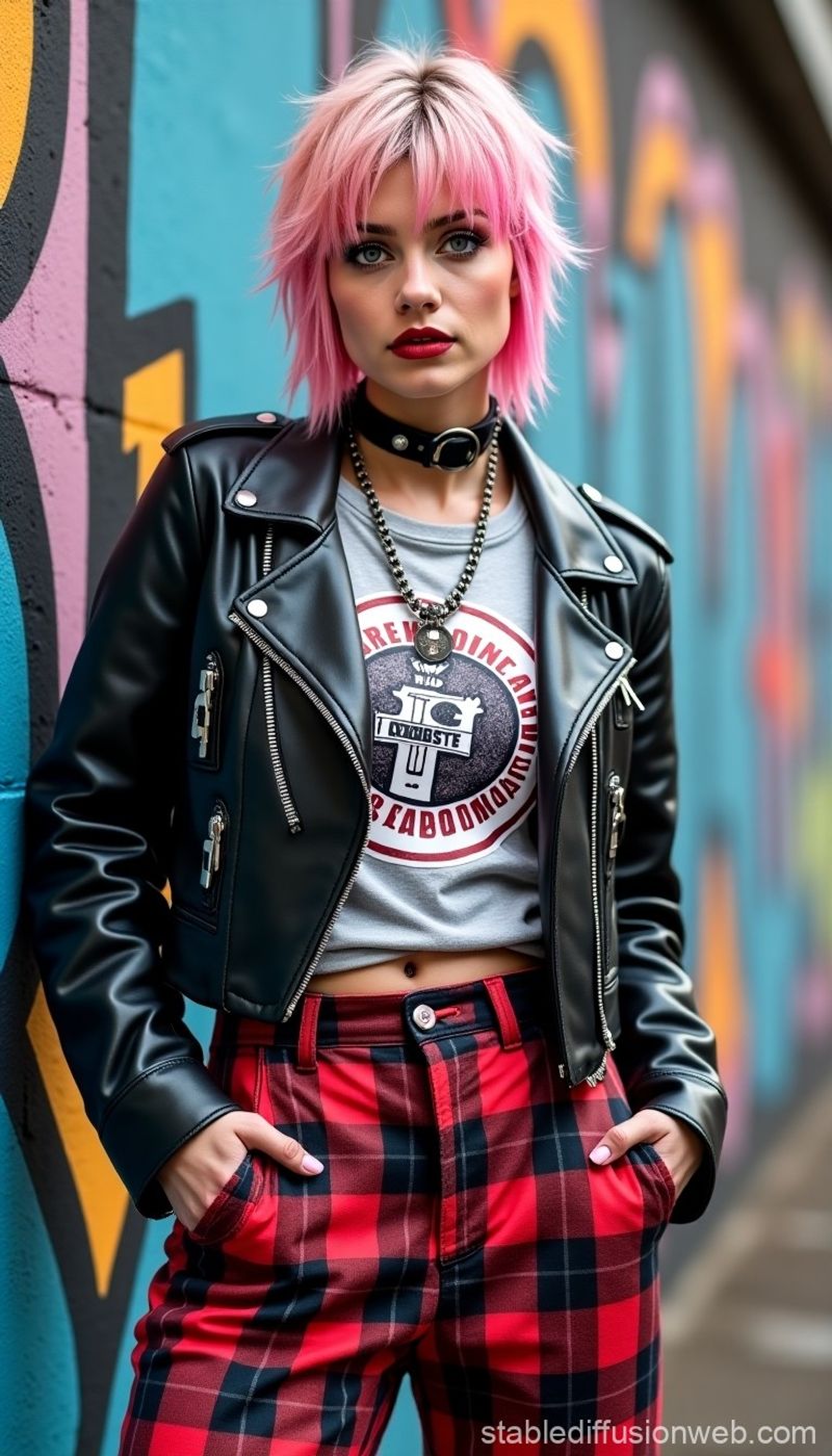 Leather Jacket and Graphic Tee for Edgy Pixies