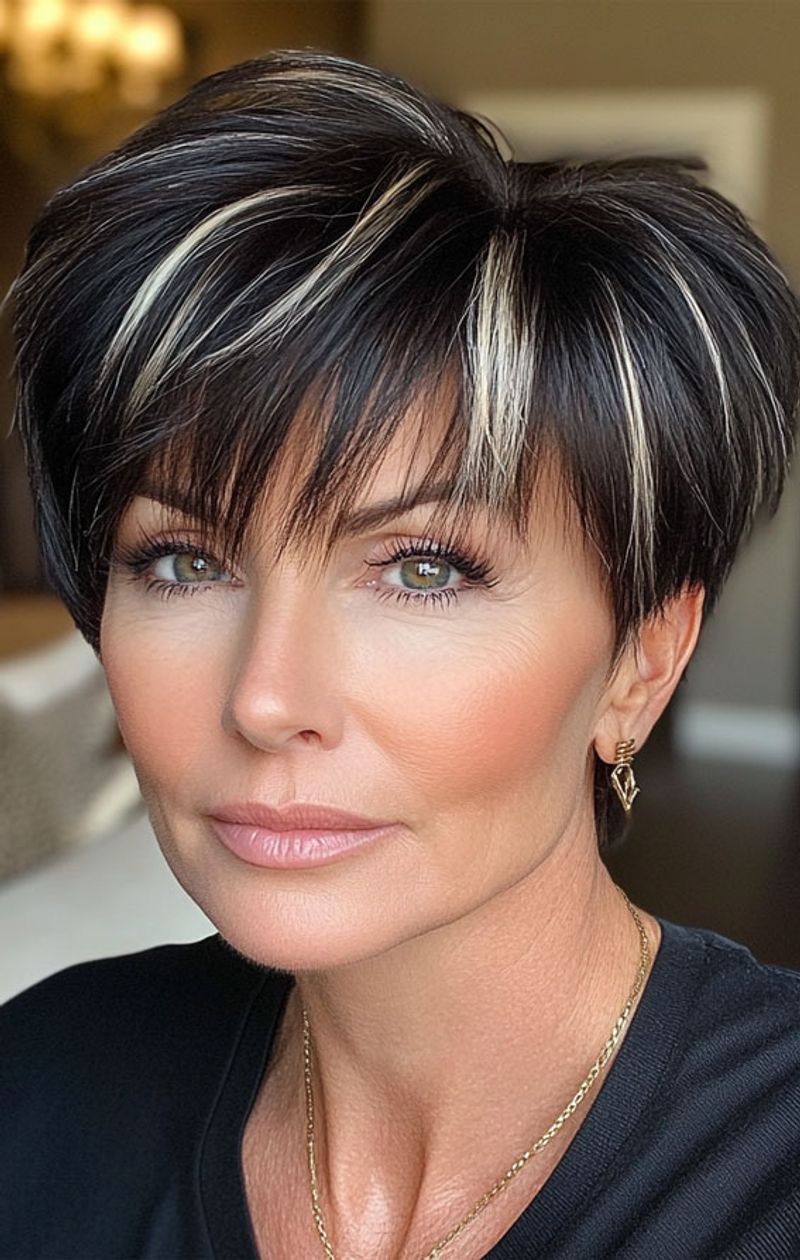 Sleek Angled Pixie with Long Crown