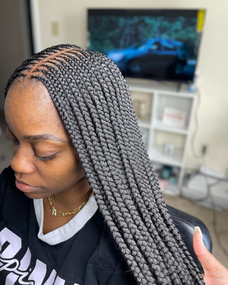 Box Braids met middenstuk
