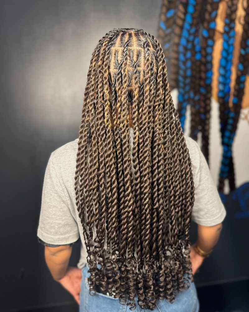 Box Braids met gedraaide uiteinden