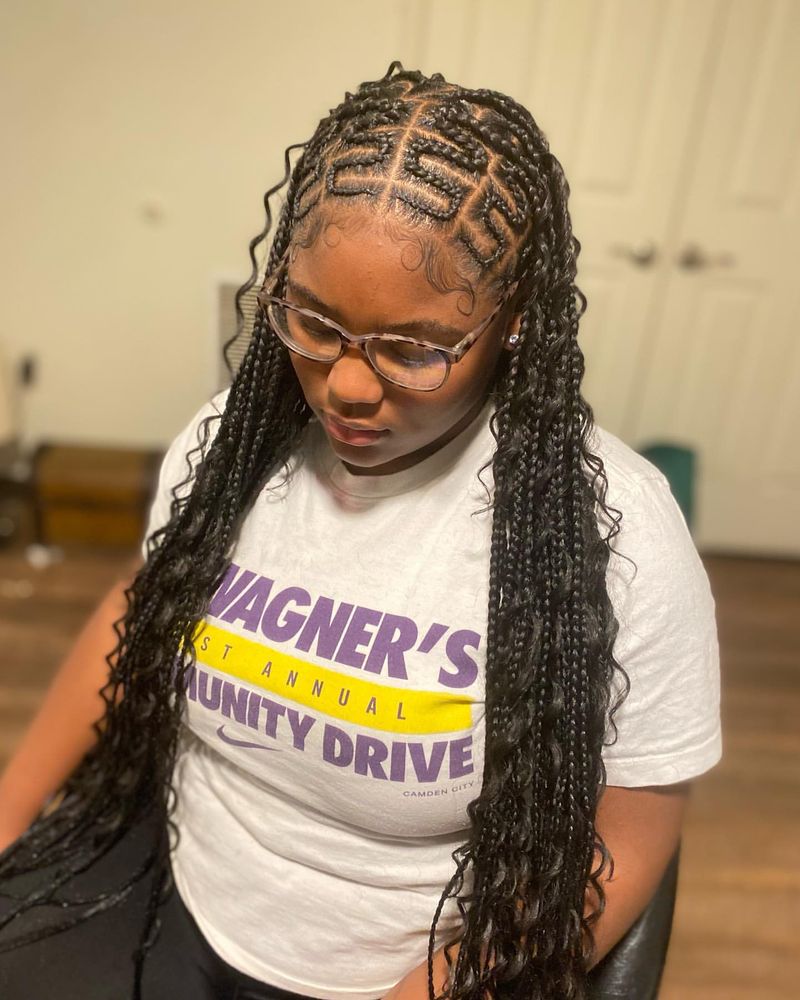 Box Braids met Zigzagdelen