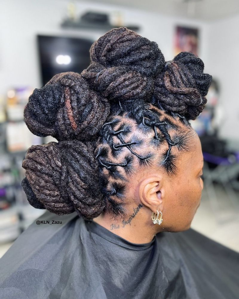 Braided Mohawk with Bantu Knots