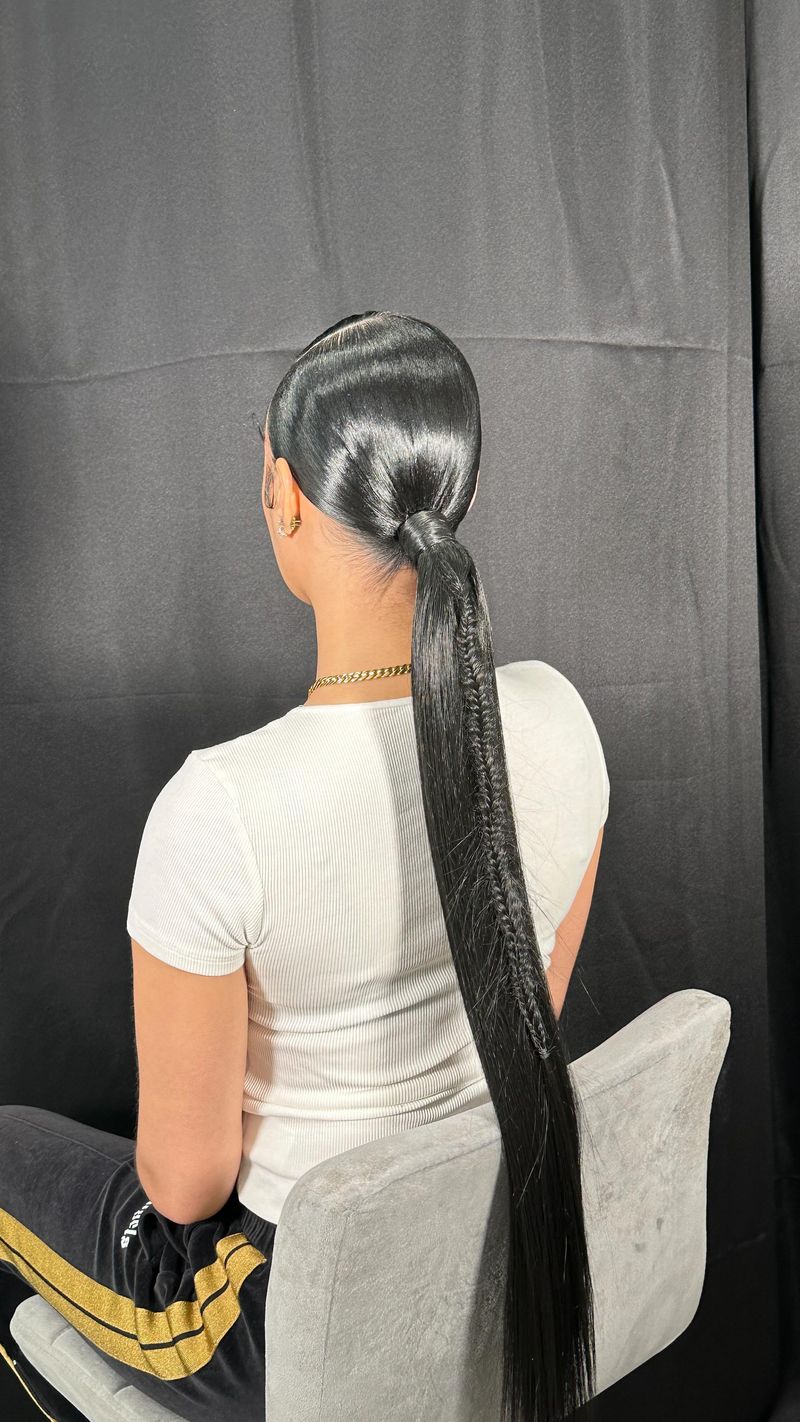 Fishtail Braid Wrapped Ponytail