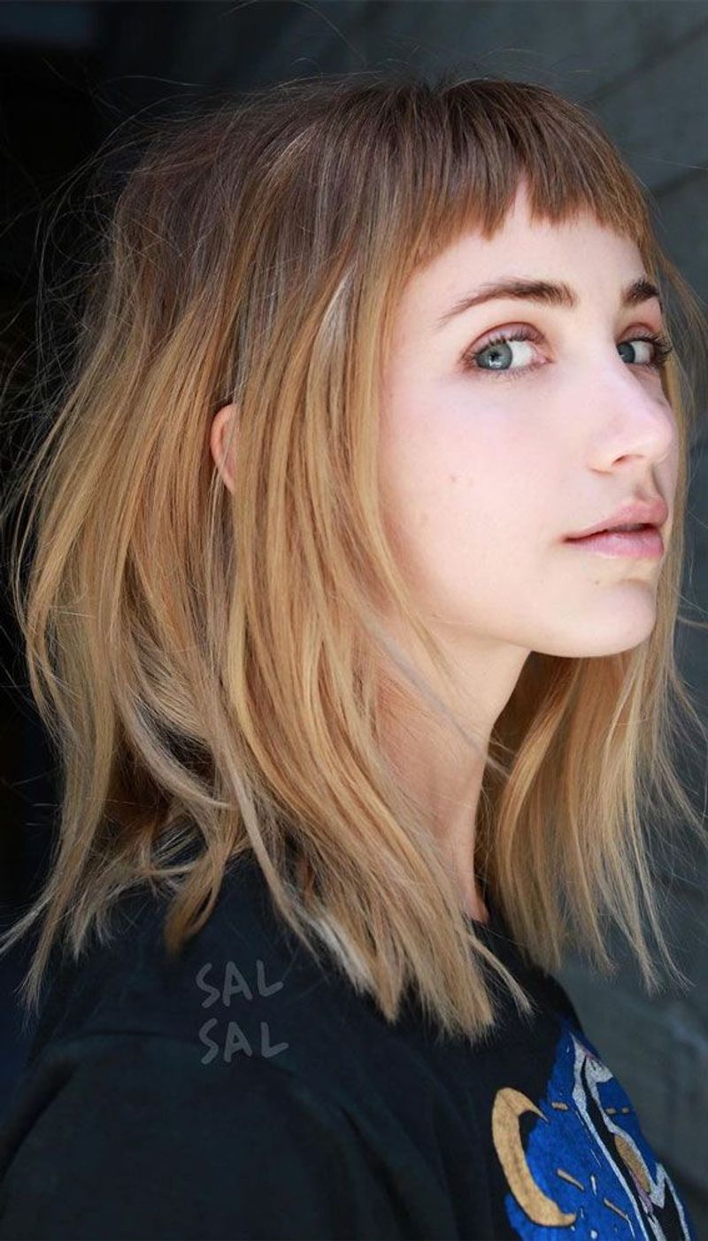Collarbone Lob with Micro-Bangs