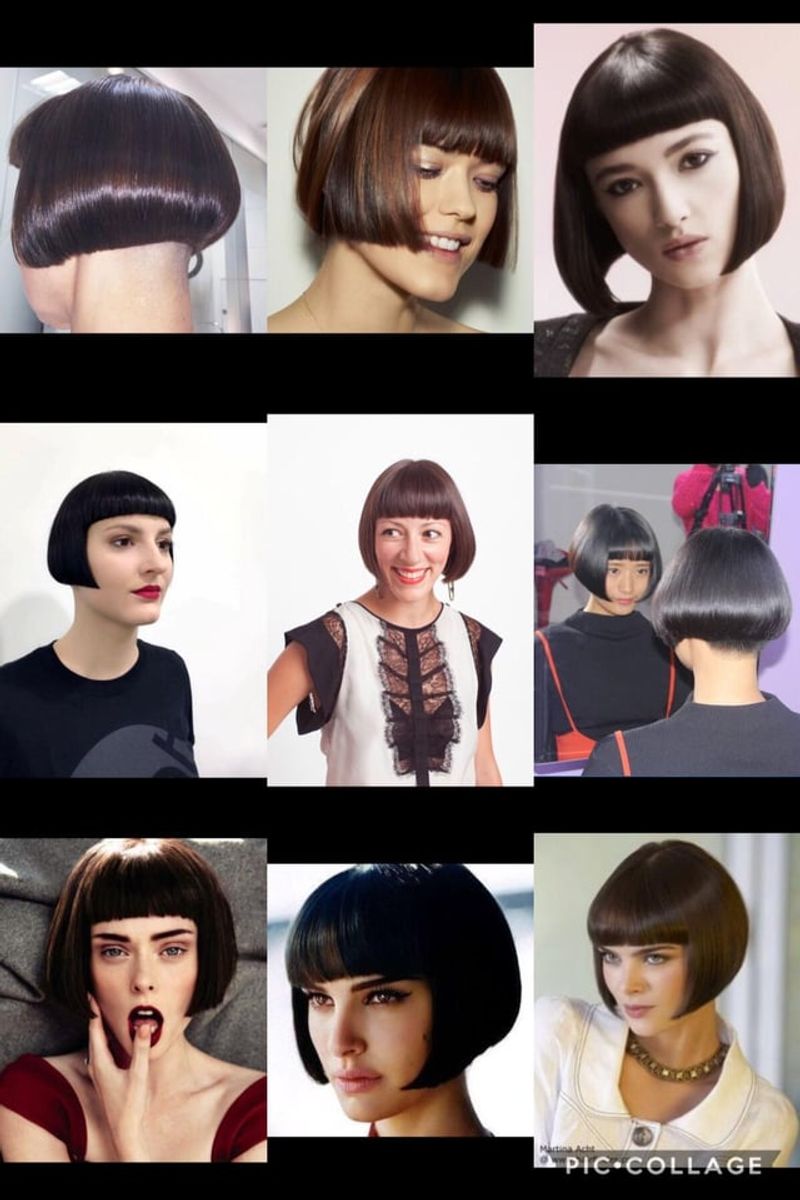 Mushroom-Shaped Bob with Full Straight Bangs