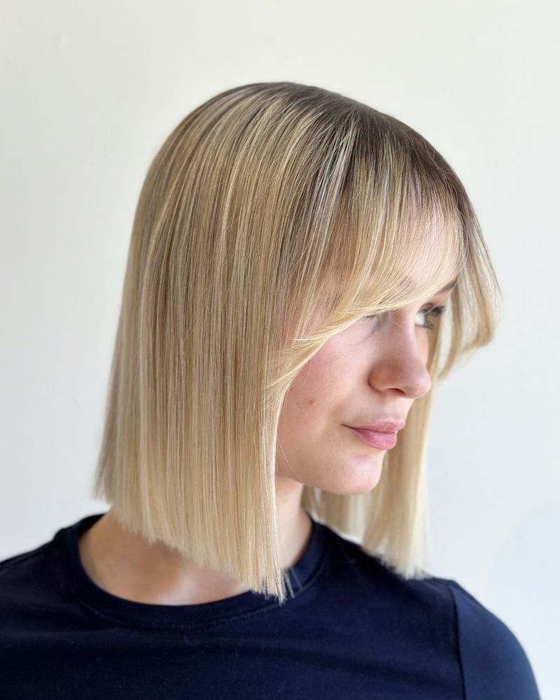 Blunt Bob with Curtain Bangs