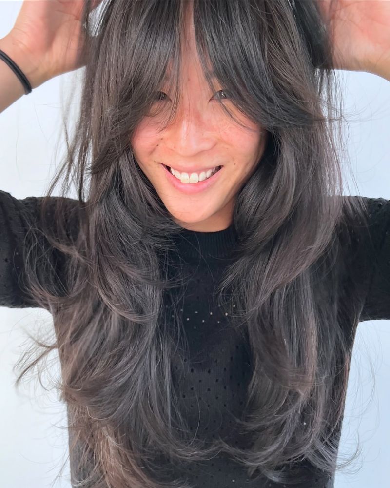 Long Blunt Cut with Curtain Bangs