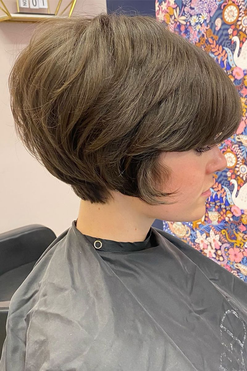 Stacked Bob with Side-Swept Bangs