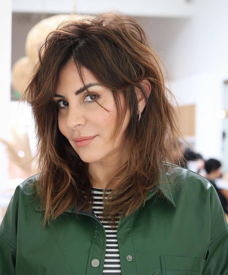 Curtain Bangs with Choppy Midi Layers