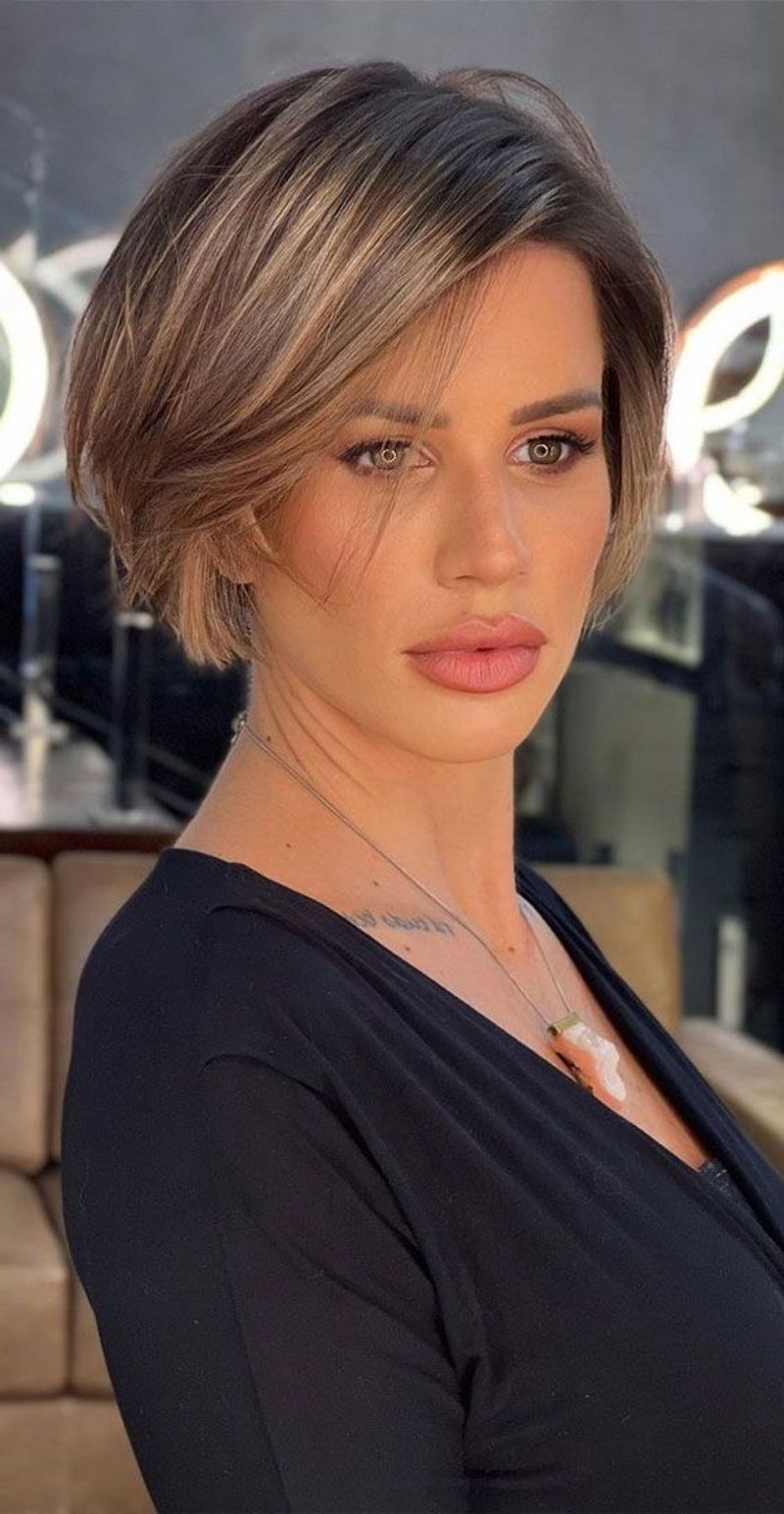Side-Parted Crop with Long Bangs