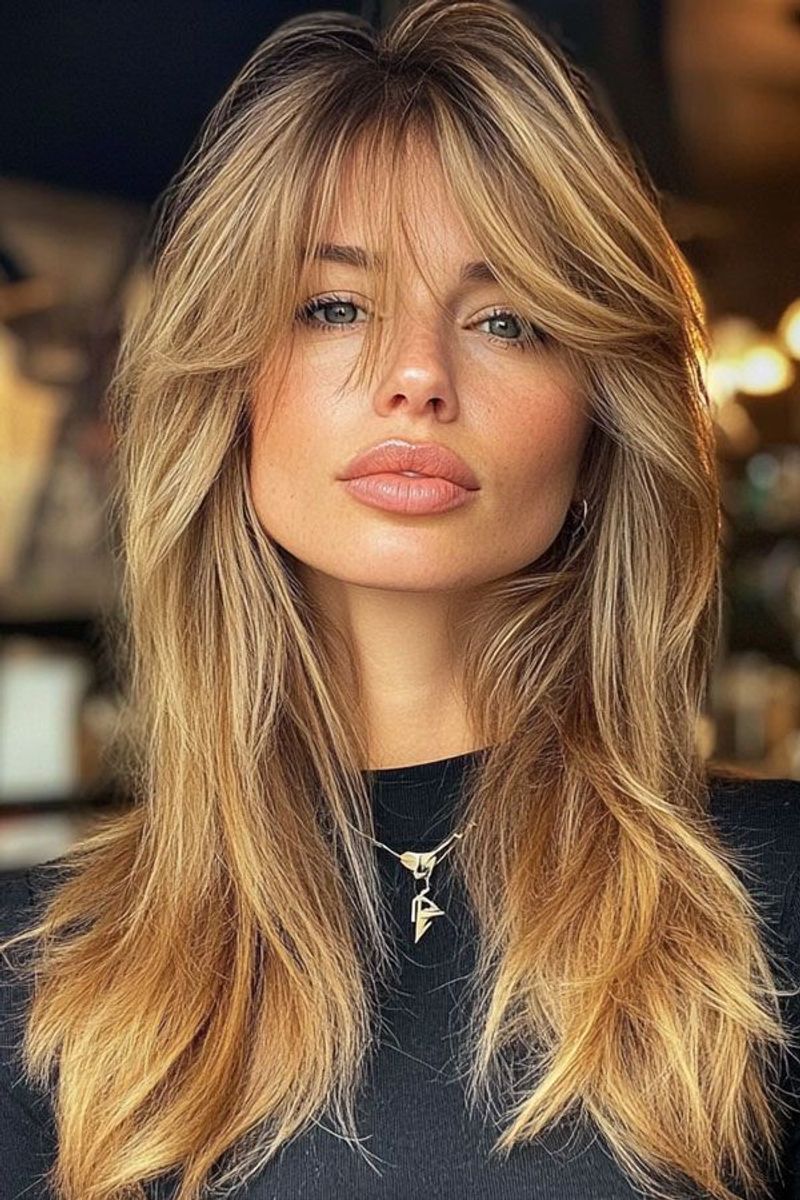 Feathered Layers With Curtain Bangs