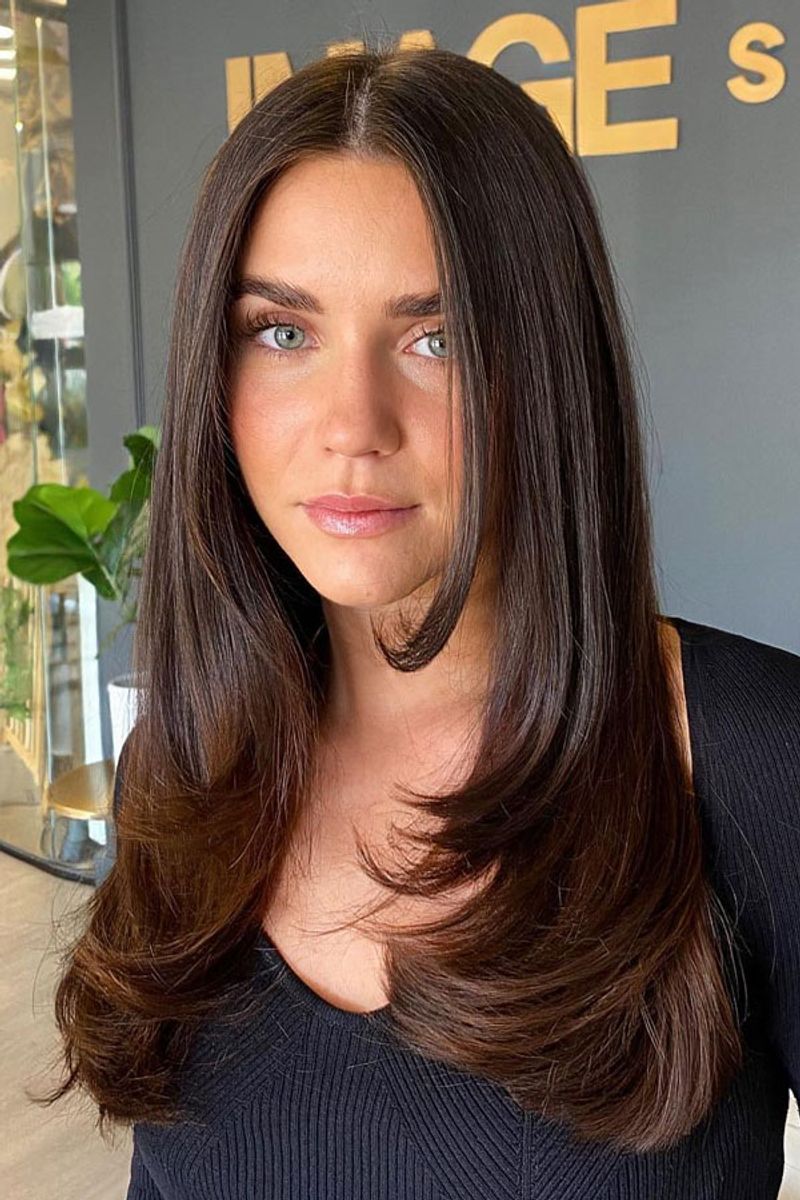 Face-Framing Layers with Center Part