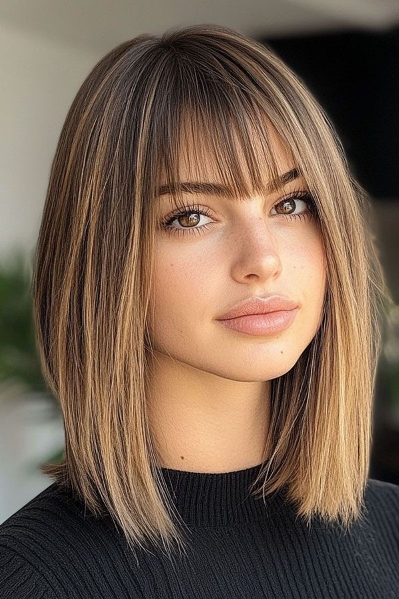Blunt Collarbone Cut with Baby Bangs