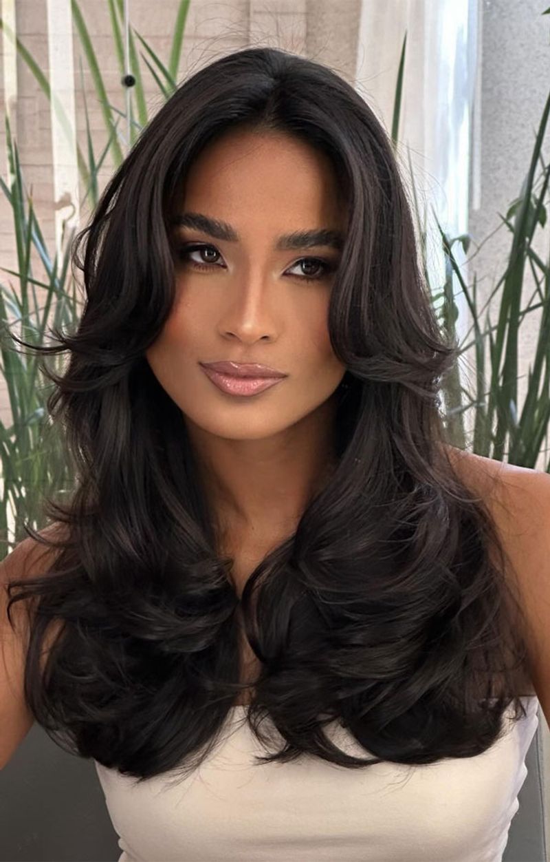 Long Layers with Curtain Bangs