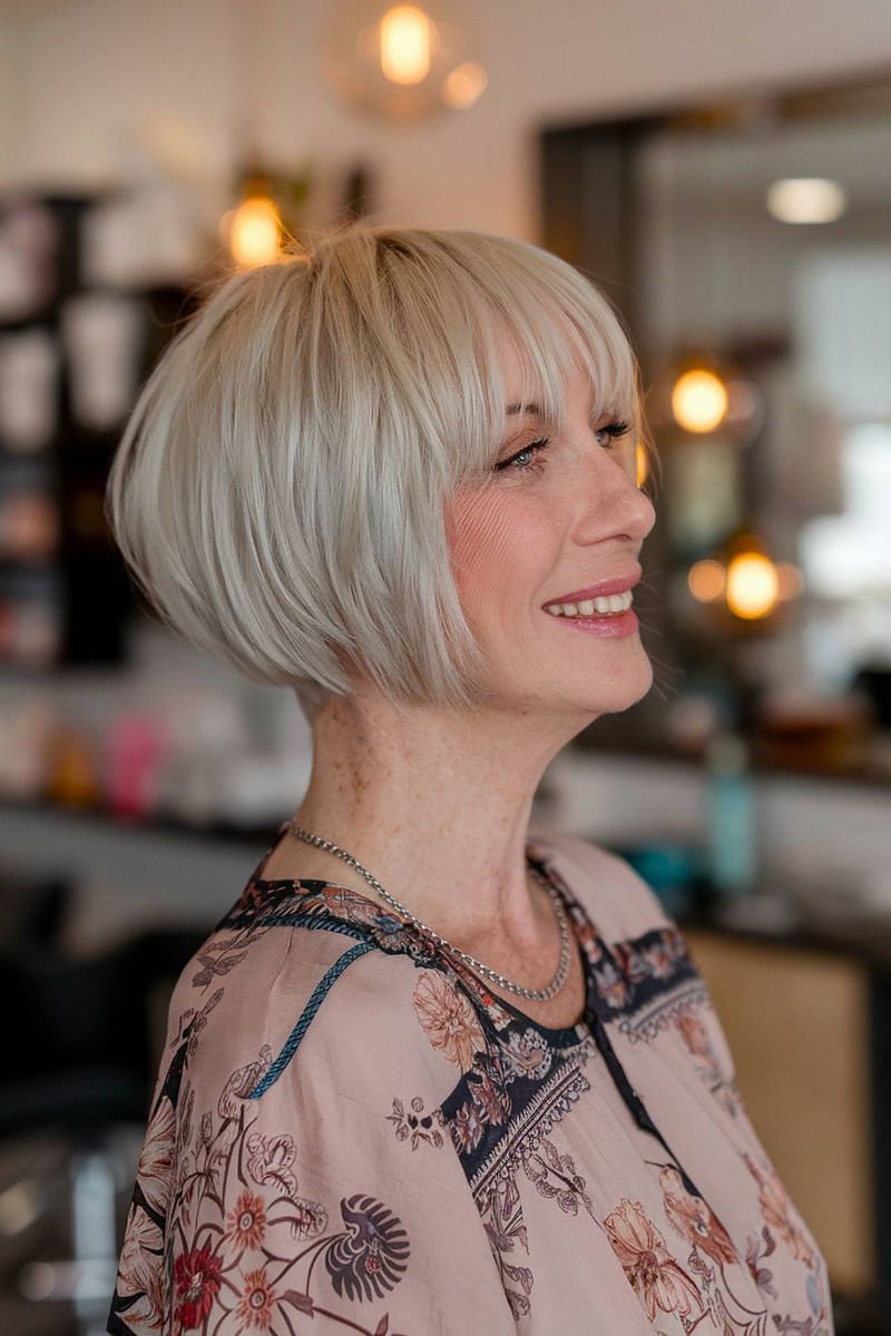 Rounded Bob with Curved Bangs