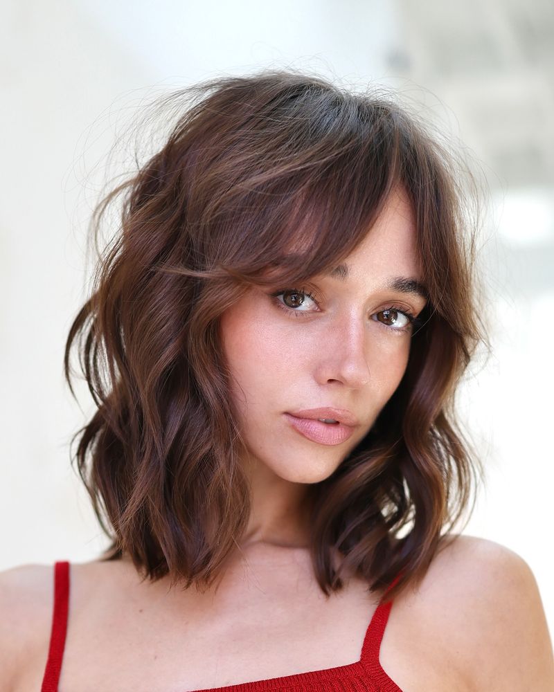 Choppy Layered Lob with Curtain Bangs
