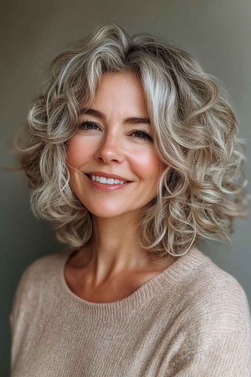 Soft Curly Bob with Highlights