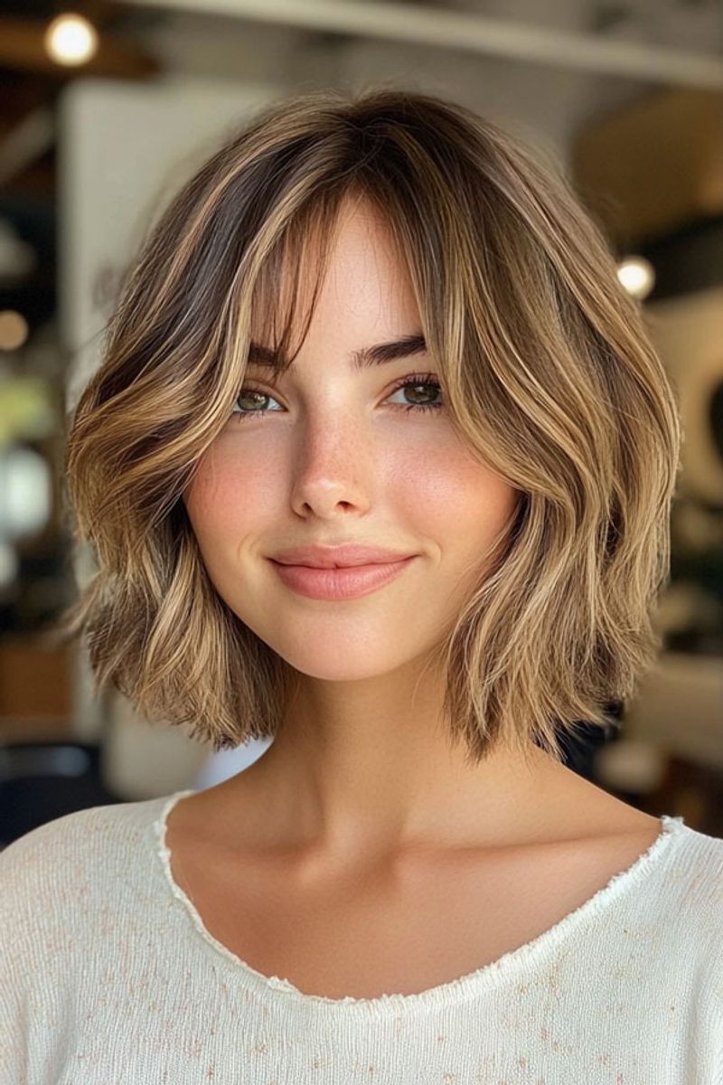 Tousled Bob with Curtain Fringe