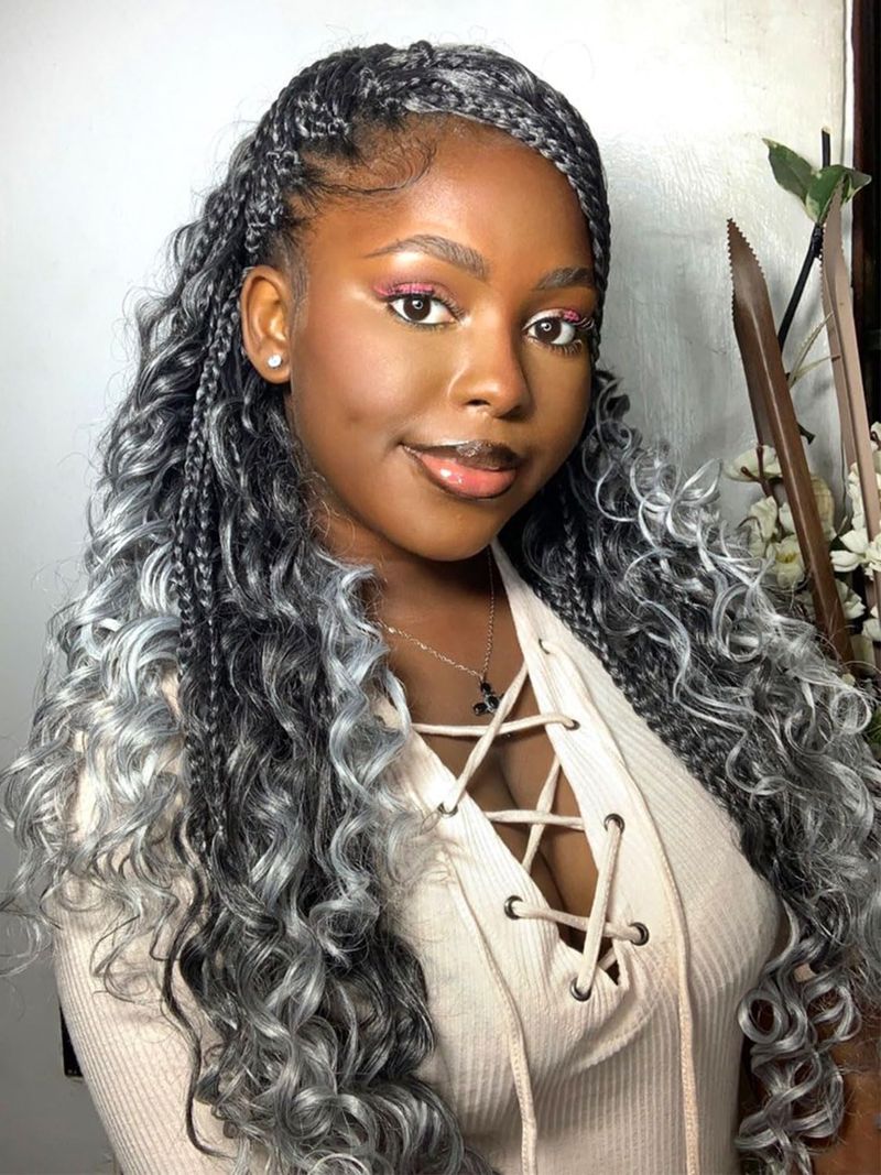 Ombré Gray Goddess Braids