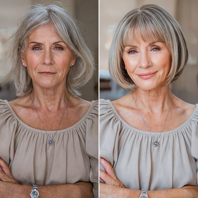 Layered A-Line Bob with Wispy Fringe