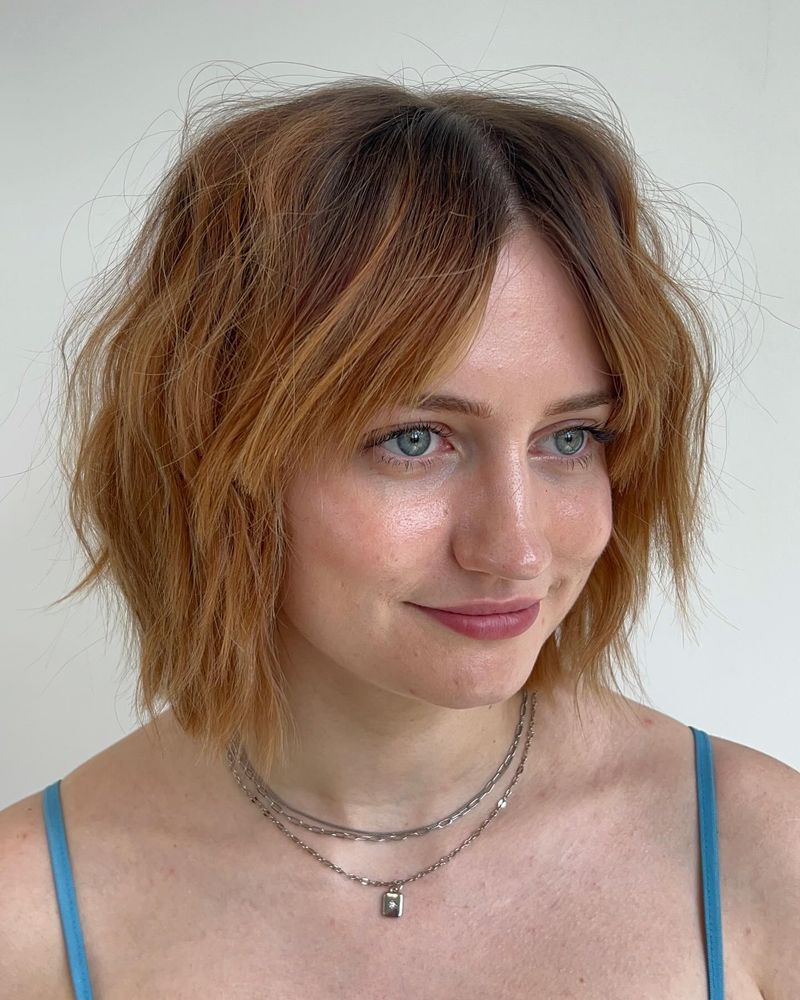 Textured Bob With Curtain Bangs