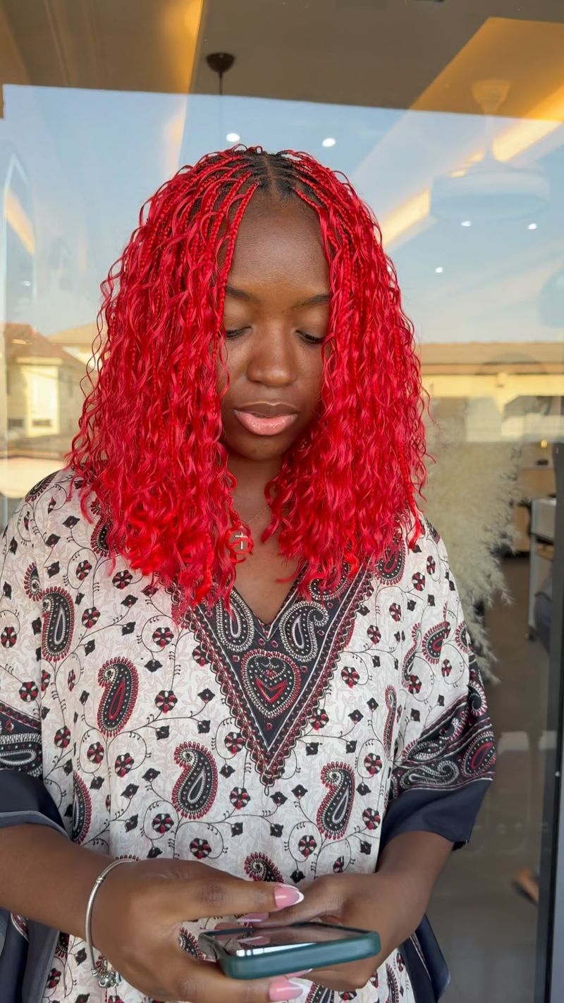 Colorful Bob with Spiral Curls