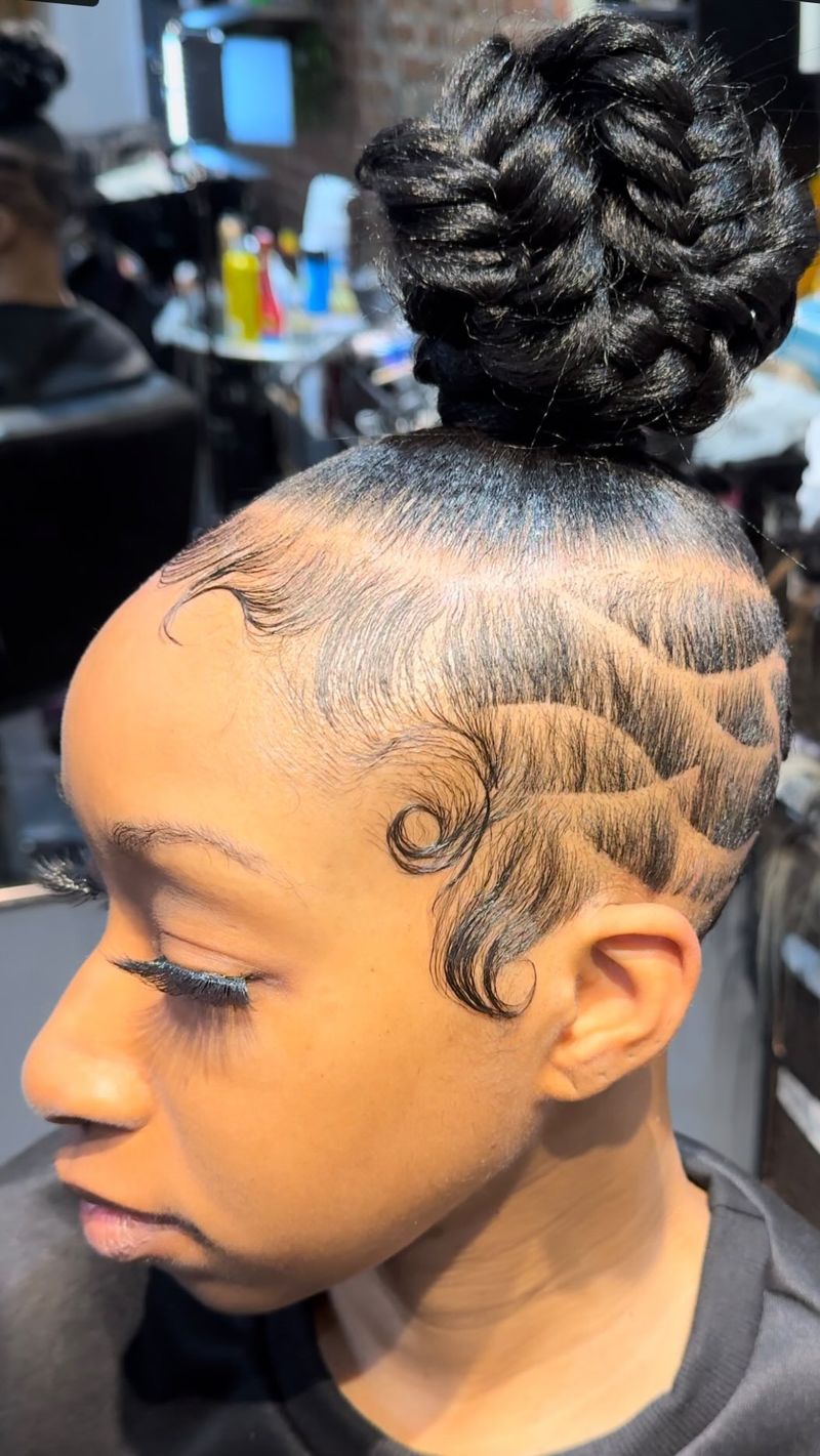 Curly Topknot with Undercut