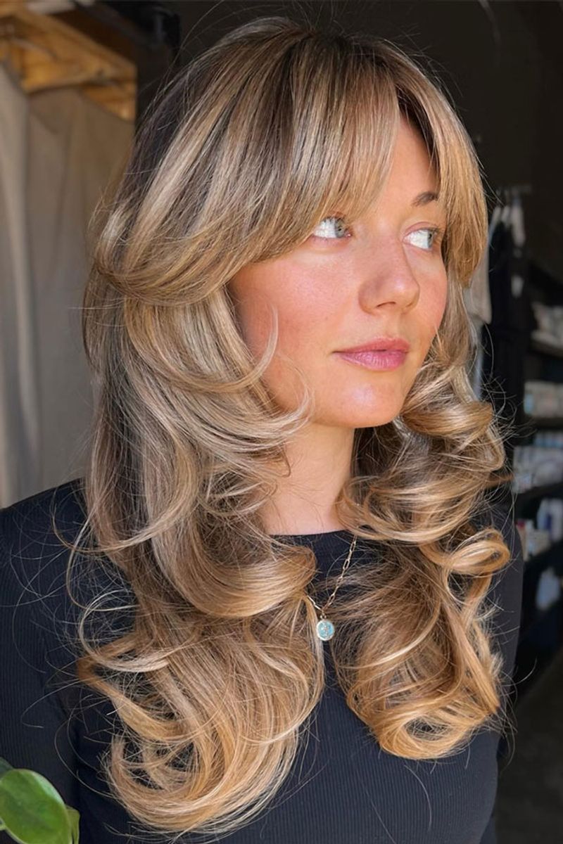 Feathered Bangs with Vintage Curls