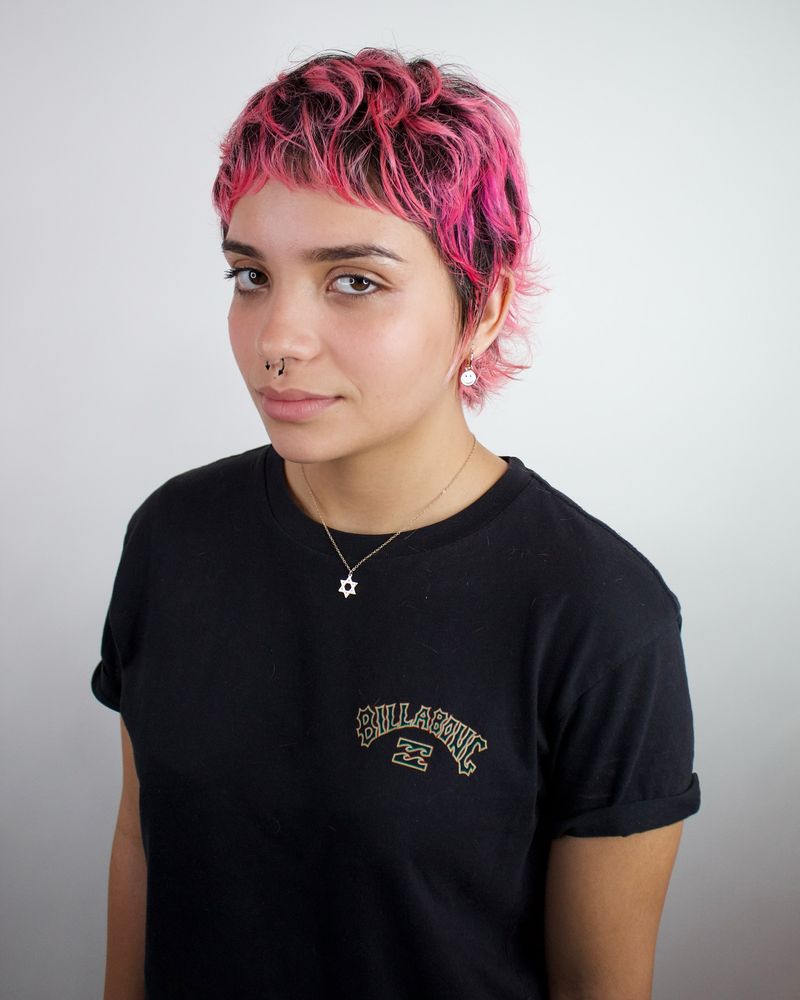 Shaggy Curly Mullet with Micro Bangs
