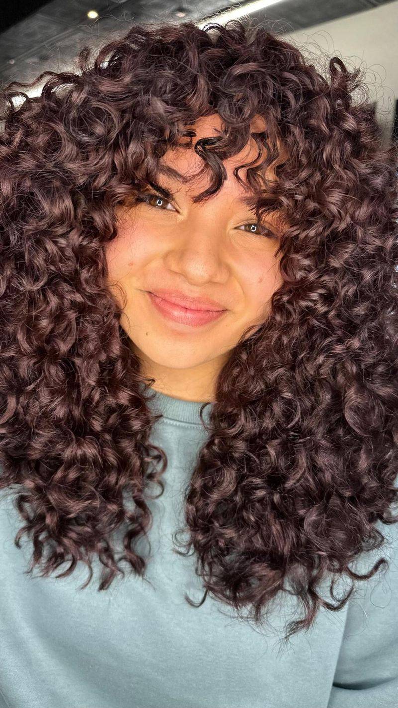 Naturally Curly Bangs with Long Layers