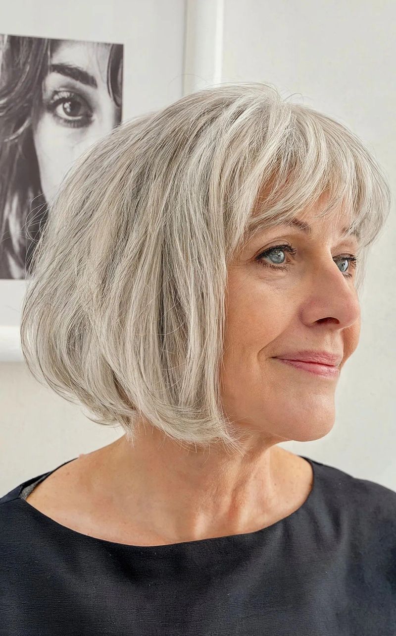 Soft Rounded Bob with Bangs