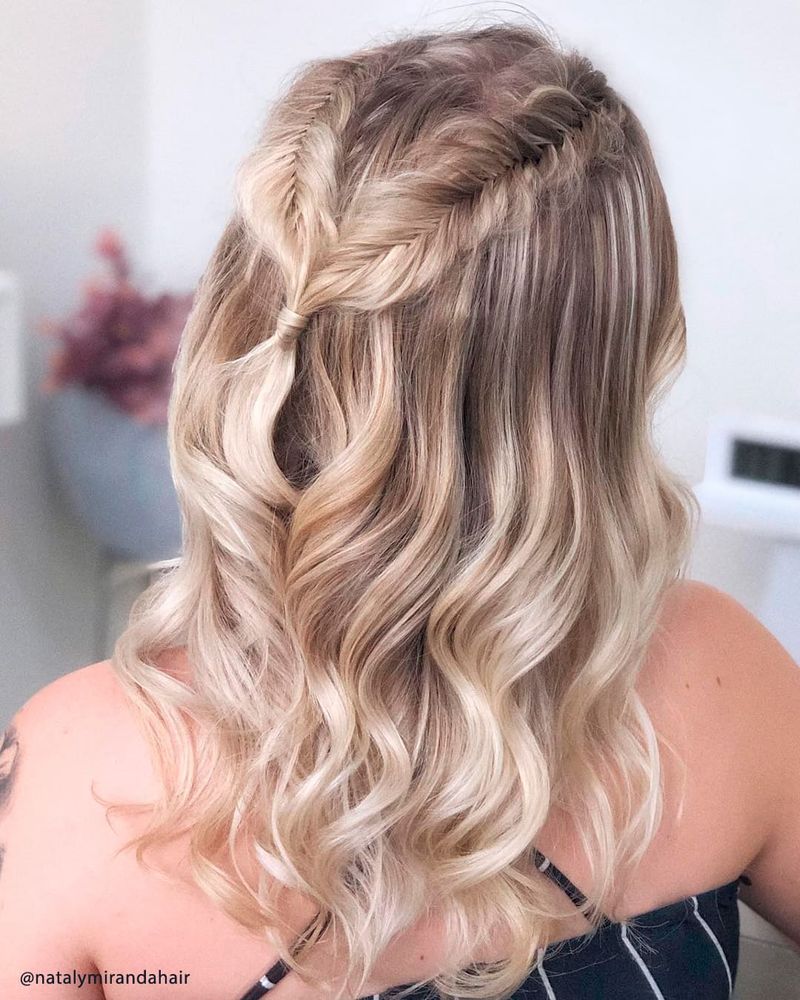 Braided Crown with Flowing Curls